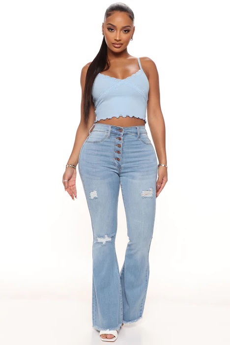 Cami With High Waist Flare Jeans